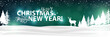 Merry Christmas & Happy New Year Background. Happy Holidays Winter Landscape Banner . Vector Xmas Greeting Card