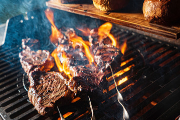 grilled meat on the fire