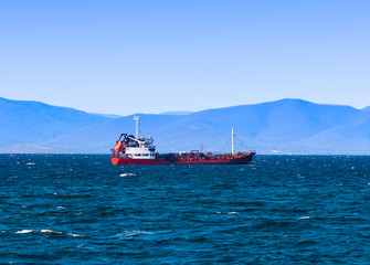 bulk cargo ship to harbor quayside Vladivostok