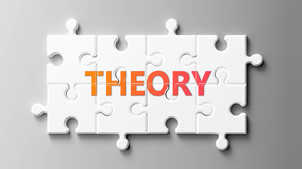 theory complex like a puzzle - pictured as word theory on a puzzle pieces to show that theory can be
