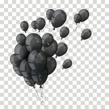 Black Balloons Bunch Transparent