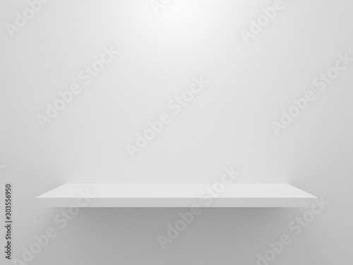 Fotomural White retail shop shelf isolated on gray vintage background template for mock up concept