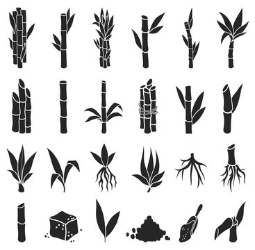 sugar cane black vector illustration on white background.sugarcane set icon.vector illustration of s
