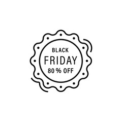 Poster - Poster, badge, 80% off icon. Simple line, outline vector of black friday icons for ui and ux, website or mobile application