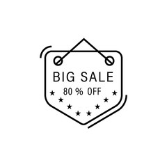 Poster - Big sale, 80% off, sticker icon. Simple line, outline vector of black friday icons for ui and ux, website or mobile application
