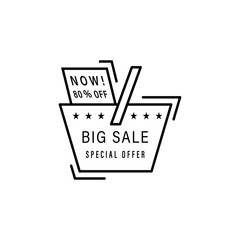 Poster - 80%, sale, shopping bag icon. Simple line, outline vector of black friday icons for ui and ux, website or mobile application