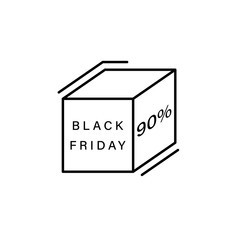 Poster - Box, sale, 90% sale icon. Simple line, outline vector of black friday icons for ui and ux, website or mobile application