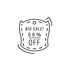 Aufkleber - 60% big sale, sticker icon. Simple line, outline vector of black friday icons for ui and ux, website or mobile application