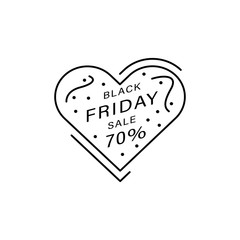 Poster - Heart sticker, 70% off, sale icon. Simple line, outline vector of black friday icons for ui and ux, website or mobile application