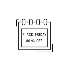 Poster - Calendar, 80% off icon. Simple line, outline vector of black friday icons for ui and ux, website or mobile application