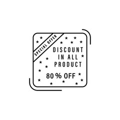 Aufkleber - Discount in all products, sticker icon. Simple line, outline vector of black friday icons for ui and ux, website or mobile application