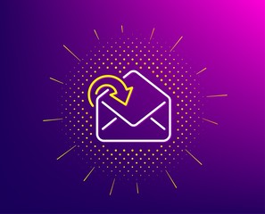 Receive Mail download line icon. Halftone pattern. Incoming Messages correspondence sign. E-mail symbol. Gradient background. Receive Mail line icon. Yellow halftone pattern. Vector