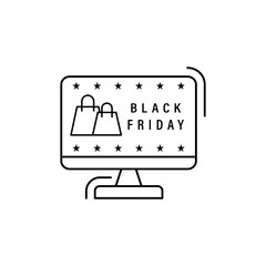 Aufkleber - Online discount, computer, bag icon. Simple line, outline vector of black friday icons for ui and ux, website or mobile application