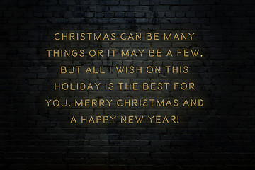 Wall Mural - Neon inscription of christmas and new year greetings on brick wall