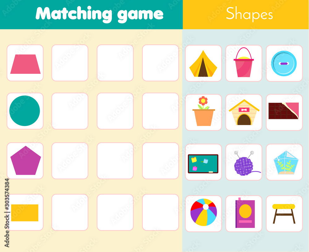 Matching children educational game. Match objects and shapes. Activity ...