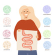 © MariaNechaeva - Girl showing her guts and good digestion with the help of probiotics food