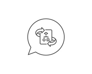 Poster - Technical algorithm line icon. Chat bubble design. Project documentation sign. Outline concept. Thin line technical algorithm icon. Vector