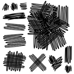 Aufkleber - doodle hand drawn lines ink monochrome vector sign element set isolated on white background