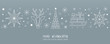 Weihnachtsgruss silberner Hintergrund - Sterne, Weihnachtsbaum, Rentier und Geschenke auf Schlitten - deutsch