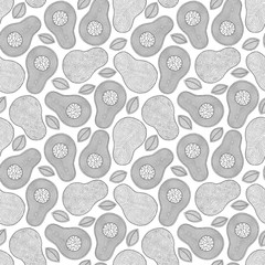 Canvas Print - Line doodle art avocado seamless pattern.