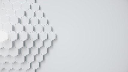 Poster - white geometric hexagonal abstract background. surface polygon pattern with glowing hexagons, hexago