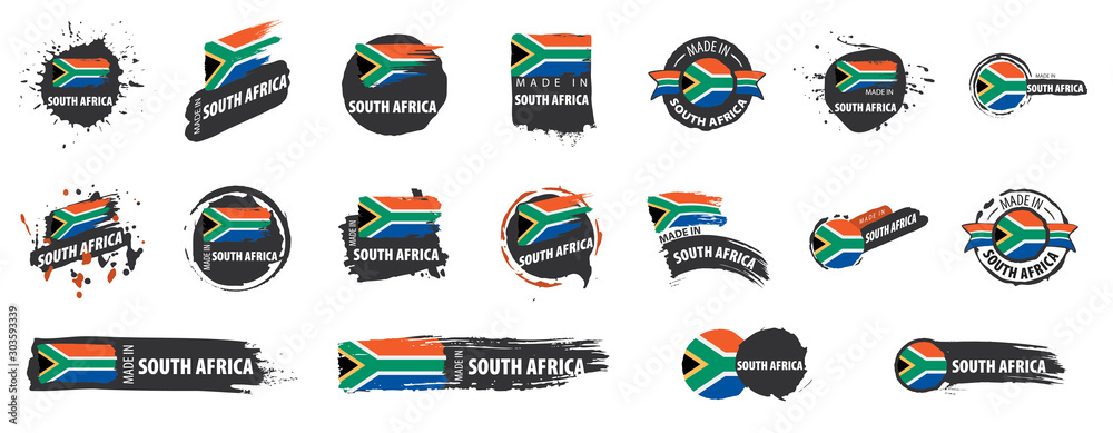 Vector set of flags of south africa on a white background - obrazy, fototapety, plakaty 
