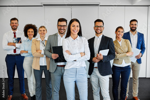 Cuadros en Lienzo succesful business team smiling teamwork corporate office colleague