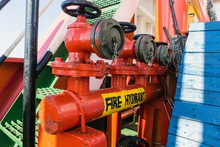 Fire Hydrant Manifold On Board An Anchor Handing Tugboat 