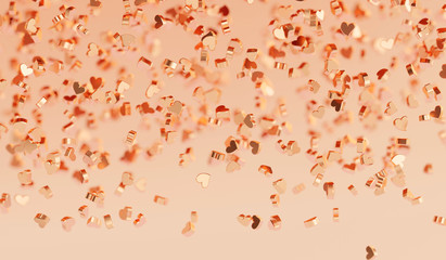 Poster - Glossy Heart falling Soft focus, 3D rendering.