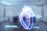Fototapeta Nowy Jork - Double exposure of heart hologram on conference room background. Concept of medical education