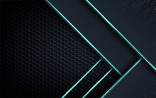 Luxury Black With Abstract Green Lines Mesh Background