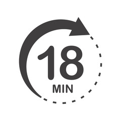 Wall Mural - Eighteen minutes icon. Symbol for product labels. Different uses such as cooking time, cosmetic or chemical application time, waiting time ...