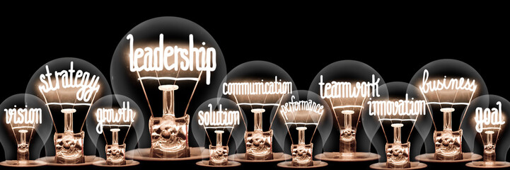 light bulbs with leadership concept