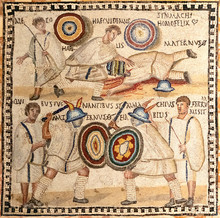 Roman Mosaic With Gladiators