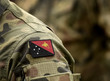 © Bumble Dee - Flag of Papua New Guinea on military uniform. Army, armed forces, soldiers. Collage.