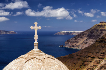 Wall Mural - Santorini dome and caldera