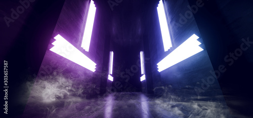 Fotografía Smoke Fog Mist Big Hall Neon City Retro Modern Virtual Reality Sci Fi Futuristic