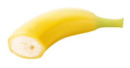 Wall Mural - half banana sliced isolated on white background