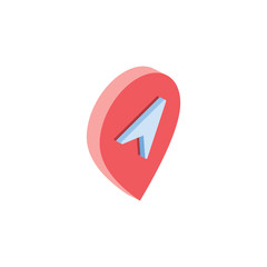 Poster - Map label GPS. Vector 3d isometric, color web icon, new flat style. Creative illustration design, idea for infographics.