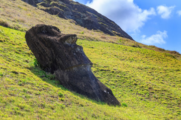 Wall Mural - Moai statues in the Rano Raraku Volcano in Easter Island, Rapa Nui National Park, Chile