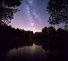 Starry Sky Over The Marsh, The Milky Way Over The Water
