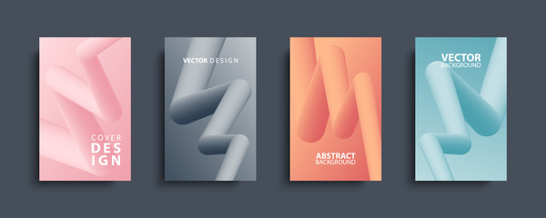 Poster - 3d flow shape creative design set. Dynamic liquid color wave backgrounds or covers. Templates set for brochures, posters, banners, flyers and cards. Vector illustration.