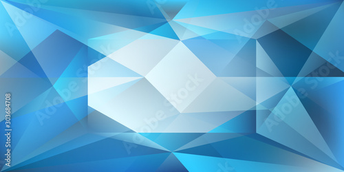 Abstract crystal background with refracting light and highlights in light blu...