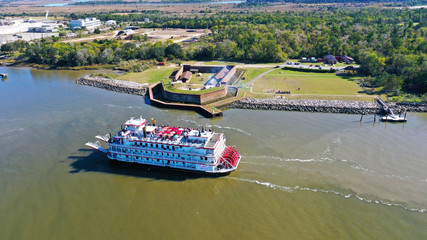 Ferry Boat and Fort Jackson in Savannah, GA