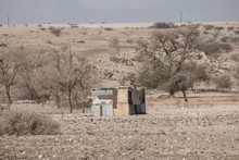 Corrugated Iron Hut In The Desert, Erongo Region, Namibia, Africa