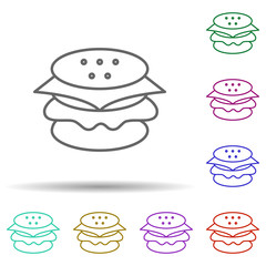 Canvas Print - Burger multi color icon. Simple thin line, outline vector of food and drink icons for ui and ux, website or mobile application