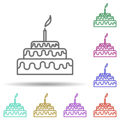 Poster - birthday cake multi color icon. simple thin line, outline vector of food and drink icons for ui and 