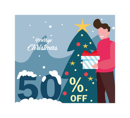 Poster - christmas promotions and discounts , winter sales