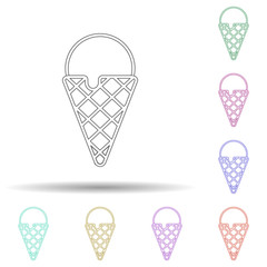 Poster - Ice cream in horn multi color icon. Simple thin line, outline vector of ice cream icons for ui and ux, website or mobile application