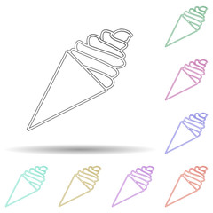 Poster - Ice cream in horn multi color icon. Simple thin line, outline vector of ice cream icons for ui and ux, website or mobile application